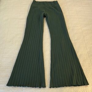 Offline Medium Ribbed Flared Pants Deep Forest Green Boho